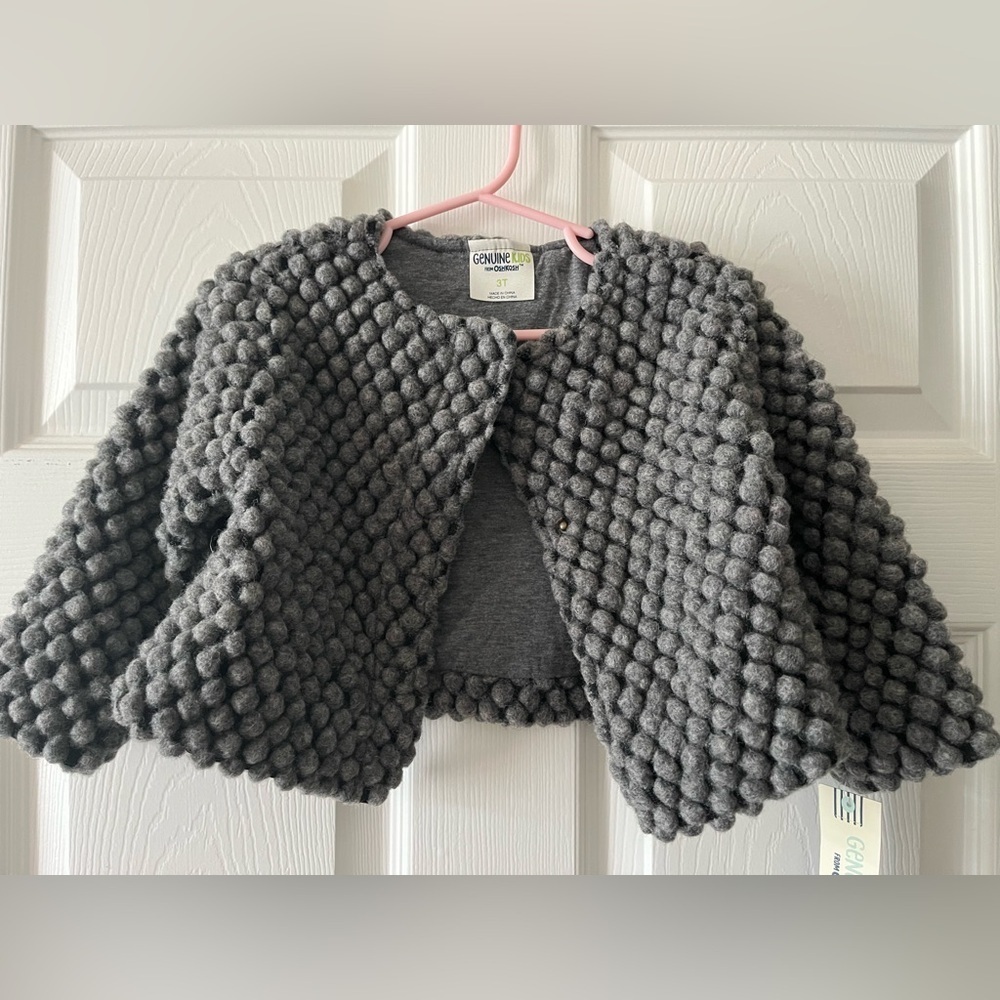 Oshkosh Genuine Kids Gray Textured Wool Cardigan